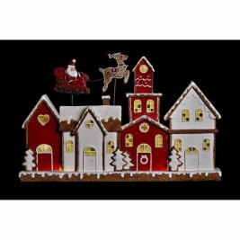 Коледна Украса DKD Home Decor Къща Бял Червен Смола 41 x 7,5 x 27 cm
