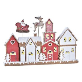 Коледна Украса DKD Home Decor Къща Бял Червен Смола 41 x 7,5 x 27 cm