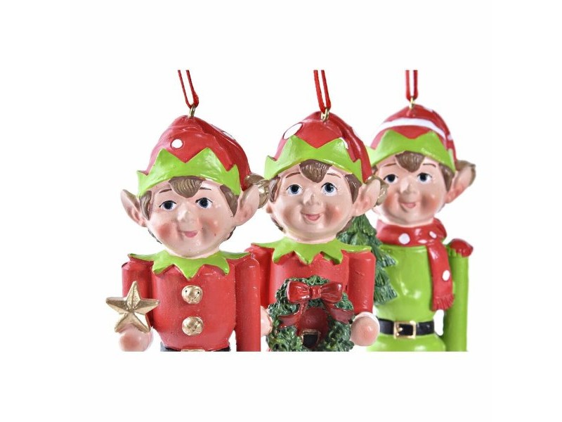 Коледна Украса DKD Home Decor Смола Елф (5 x 4 x 14 cm) (3 броя)