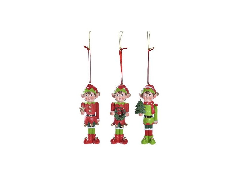 Коледна Украса DKD Home Decor Смола Елф (5 x 4 x 14 cm) (3 броя)