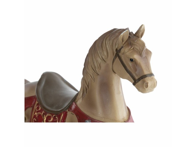 Коледна Украса DKD Home Decor Кафяв Червен Смола Кон 34 x 10 x 32 cm (3 броя)