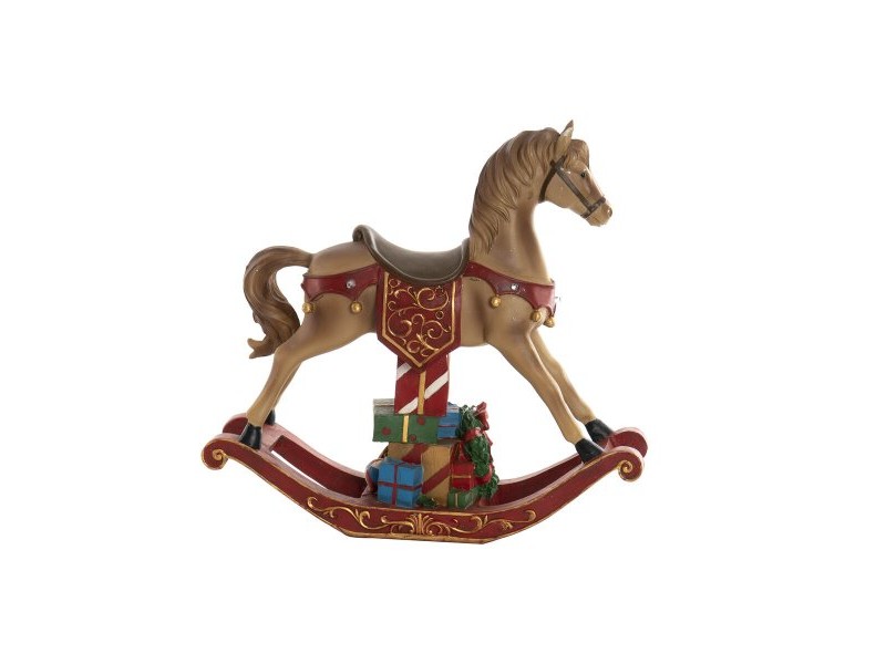 Коледна Украса DKD Home Decor Кафяв Червен Смола Кон 34 x 10 x 32 cm (3 броя)