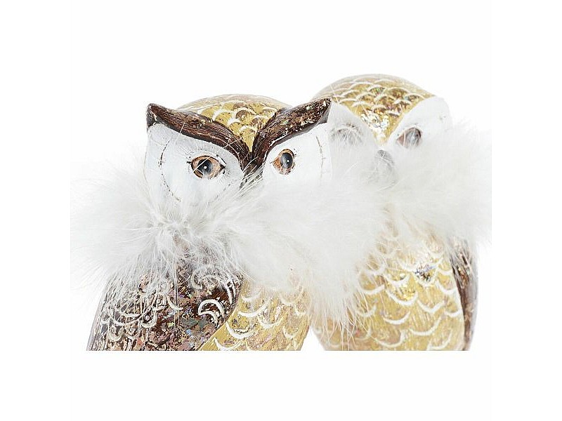 Коледна Украса DKD Home Decor Бухал Смола (7,5 x 7,5 x 14 cm) (2 броя)