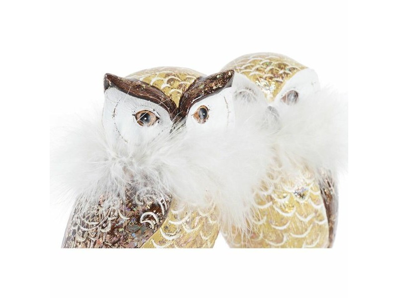 Коледна Украса DKD Home Decor Бухал Смола (7,5 x 7,5 x 14 cm) (2 броя)