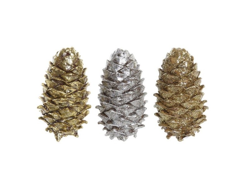 Коледна Украса DKD Home Decor Ананас Смола (13 x 7,5 x 7,5 cm) (3) (3 броя)