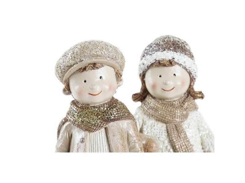 Коледна Украса DKD Home Decor Смола Деца (6,5 x 5 x 14 cm) (2 броя)