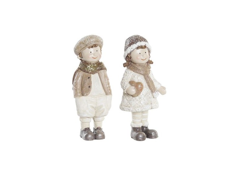 Коледна Украса DKD Home Decor Смола Деца (6,5 x 5 x 14 cm) (2 броя)