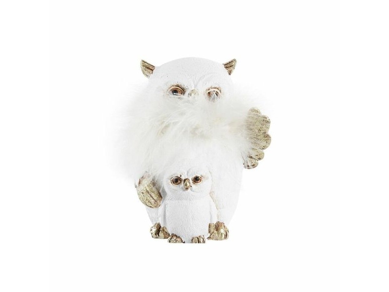 Коледна Украса DKD Home Decor Бухал Смола (7,5 x 7 x 10 cm) (2 броя)