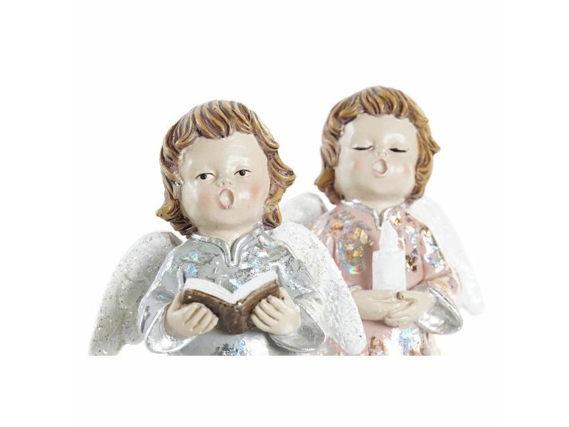 Коледна Украса DKD Home Decor Смола Ангел (7 x 5 x 13 cm) (2 броя)