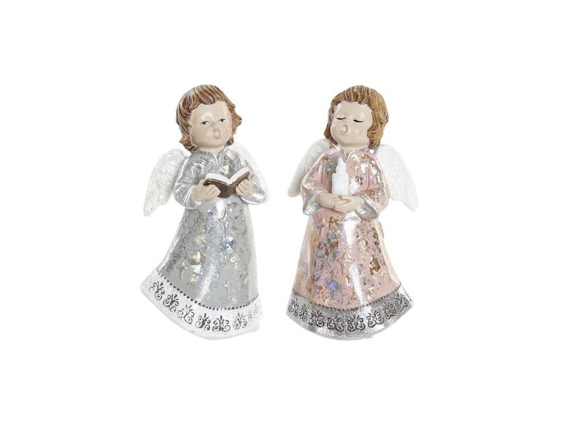 Коледна Украса DKD Home Decor Смола Ангел (7 x 5 x 13 cm) (2 броя)