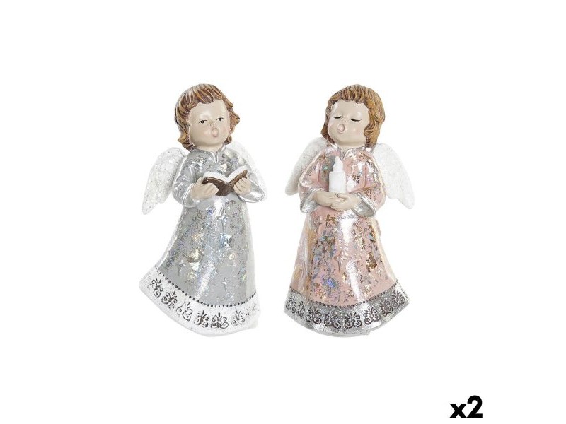 Коледна Украса DKD Home Decor Смола Ангел (7 x 5 x 13 cm) (2 броя)