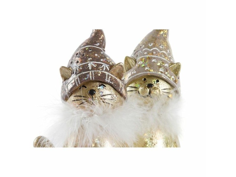 Коледна Украса DKD Home Decor Смола Котка (9 x 6 x 15 cm) (2 броя)