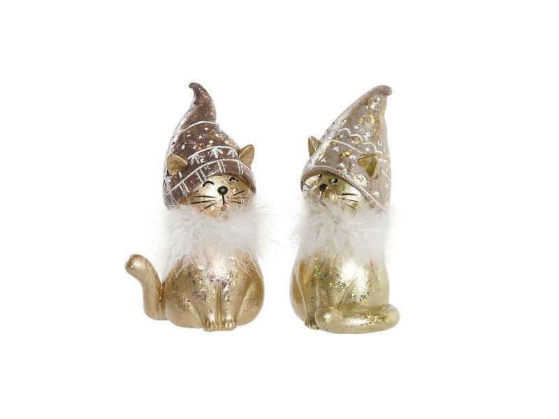 Коледна Украса DKD Home Decor Смола Котка (9 x 6 x 15 cm) (2 броя)