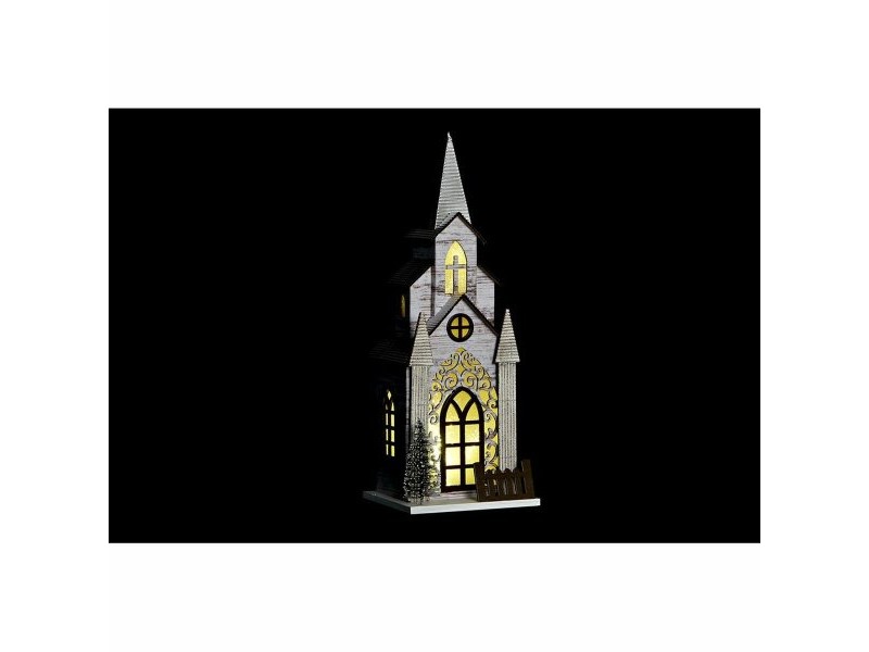 Коледна Украса DKD Home Decor Църква MDF (12,5 x 11 x 33 cm) (2 броя)