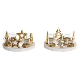 Коледен Свещник DKD Home Decor Естествен Златен (2 броя) (21 x 11,5 x 21 cm)