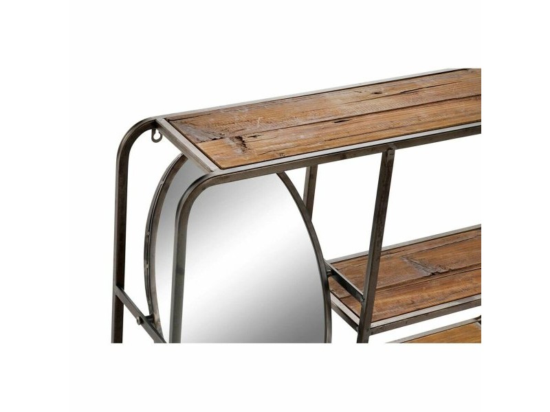 Лавица DKD Home Decor Черен Тъмно сив Дървен Метал Огледало 73 x 19 x 50 cm