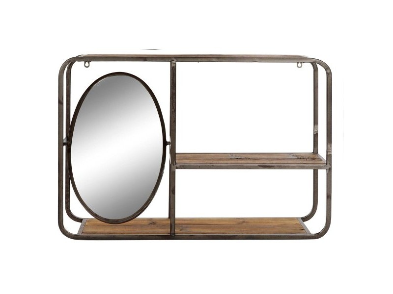 Лавица DKD Home Decor Черен Тъмно сив Дървен Метал Огледало 73 x 19 x 50 cm