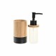 Дозатор за Сапун DKD Home Decor Черен Естествен Бамбук полипропилен