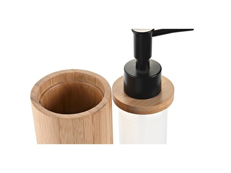 Дозатор за Сапун DKD Home Decor Черен Естествен Бамбук полипропилен