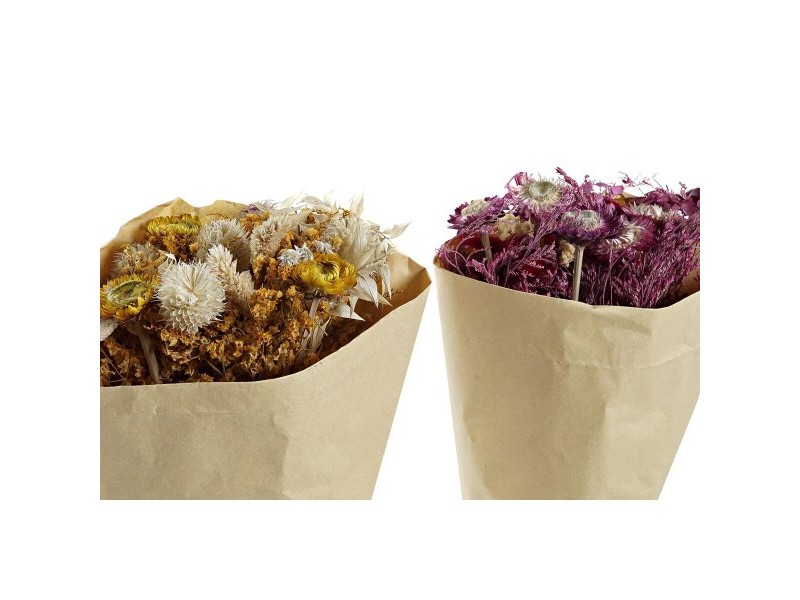 Букет DKD Home Decor Фуксия Жълт Сухо цвете (20 x 12 x 50 cm) (2 броя)