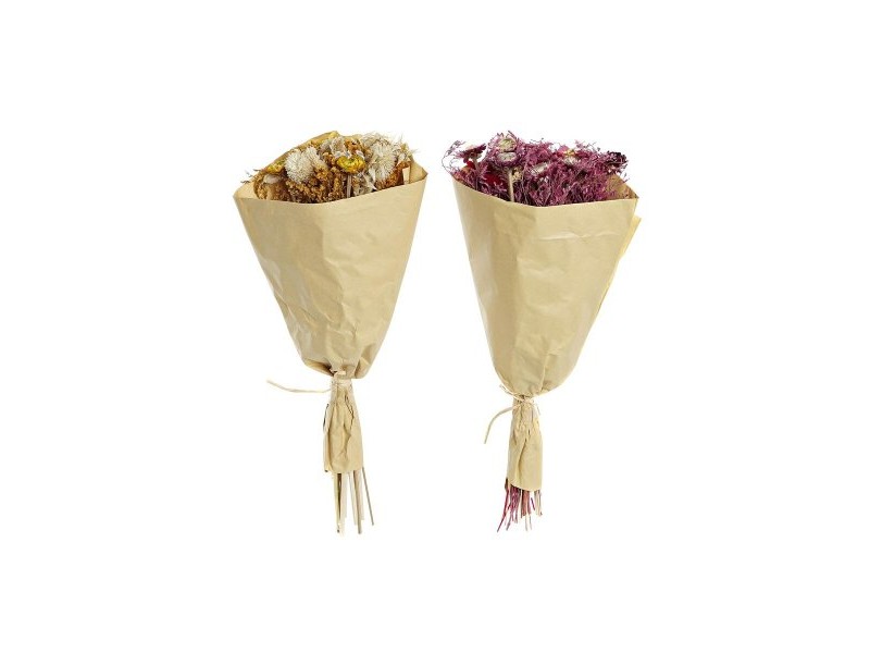 Букет DKD Home Decor Фуксия Жълт Сухо цвете (20 x 12 x 50 cm) (2 броя)