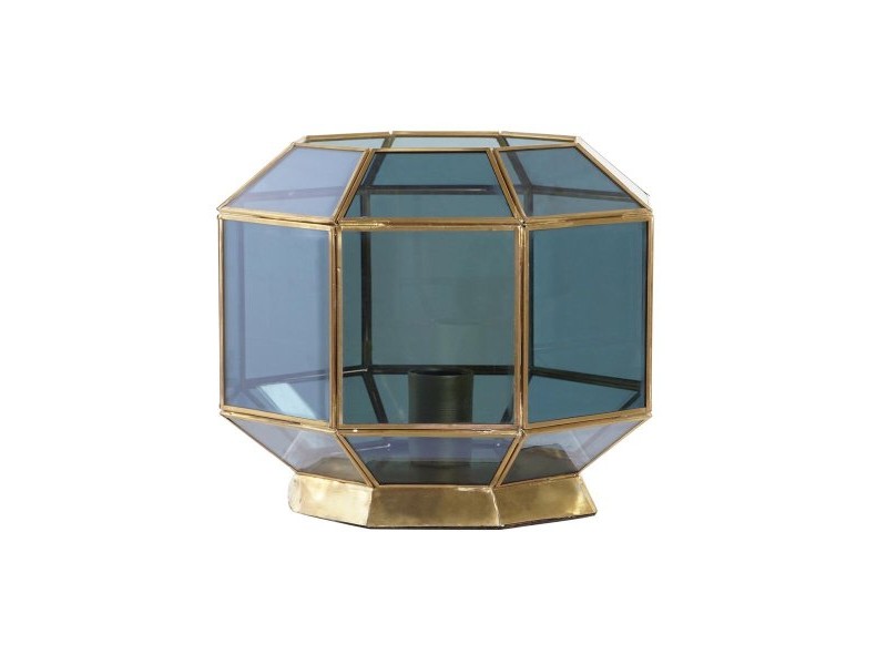 Настолна лампа DKD Home Decor Кристал Син Златен 220 V Месинг 50 W Модерен (29 x 29 x 25 cm)