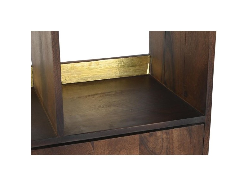 Лавица DKD Home Decor Черен Златен Метал Тъмно сив Дърво манго 4 Рафтове (90 x 35 x 200 cm)