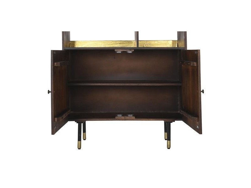 Лавица DKD Home Decor Черен Златен Метал Тъмно сив Дърво манго 4 Рафтове (90 x 35 x 200 cm)