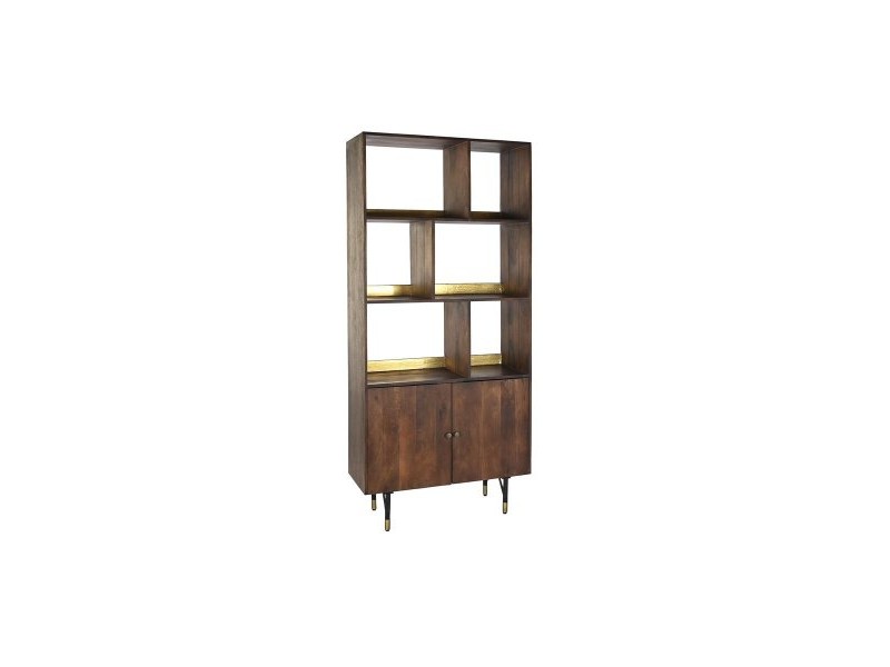 Лавица DKD Home Decor Черен Златен Метал Тъмно сив Дърво манго 4 Рафтове (90 x 35 x 200 cm)