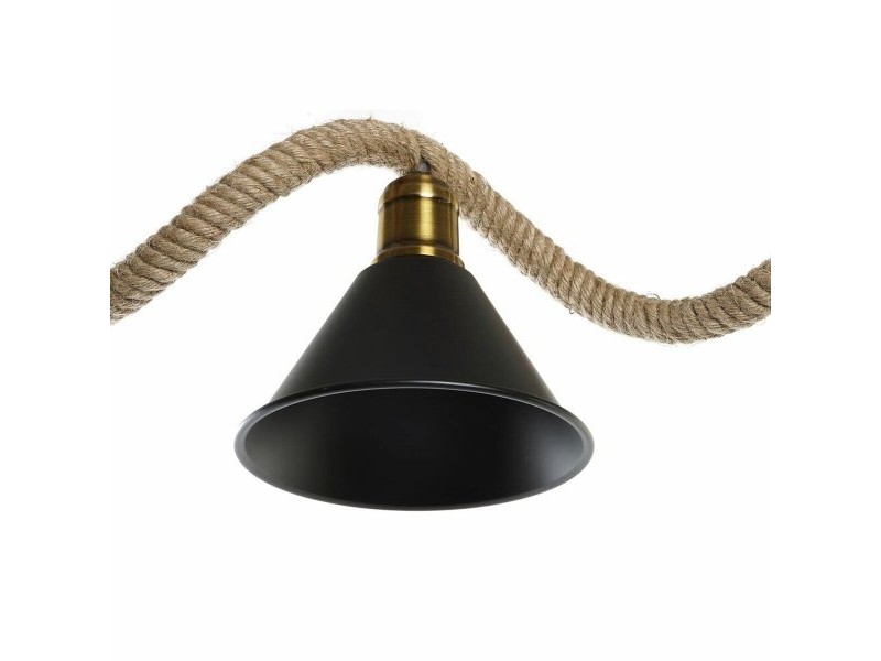 Полилей DKD Home Decor Естествен Черен Метал Въже 50 W (85 x 18 x 20 cm)