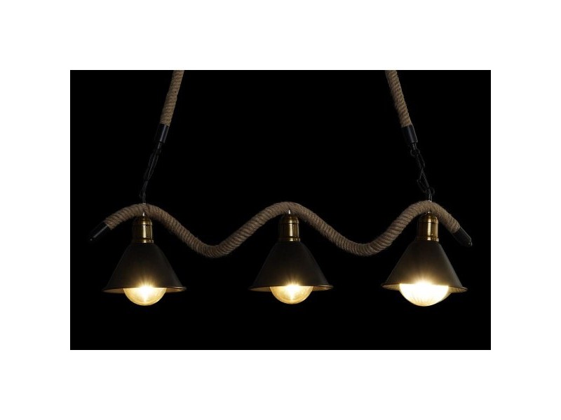 Полилей DKD Home Decor Естествен Черен Метал Въже 50 W (85 x 18 x 20 cm)