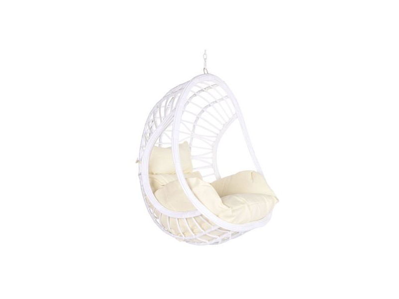 Висящ градински фотьойл DKD Home Decor 90 x 70 x 110 cm Метал синтетичен ратан Бял