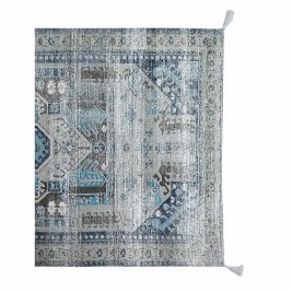 Килим DKD Home Decor Завършек със състаряващо покритие Син Памук Арабин (120 x 180 x 1 cm)