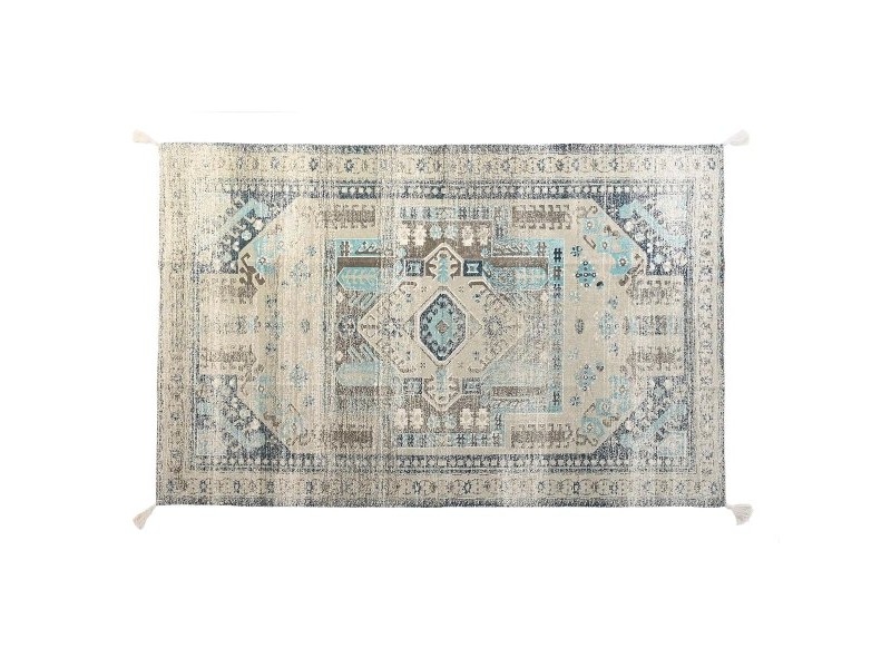 Килим DKD Home Decor Завършек със състаряващо покритие Син Памук Арабин (120 x 180 x 1 cm)