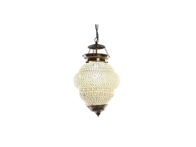 Полилей DKD Home Decor Бял Метал Кристал 25 W 23 x 23 x 33 cm