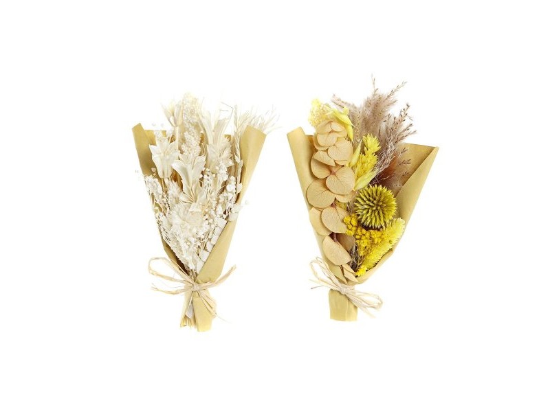 Букет DKD Home Decor Бежов Жълт Сухо цвете (10 x 5 x 18 cm) (2 броя)