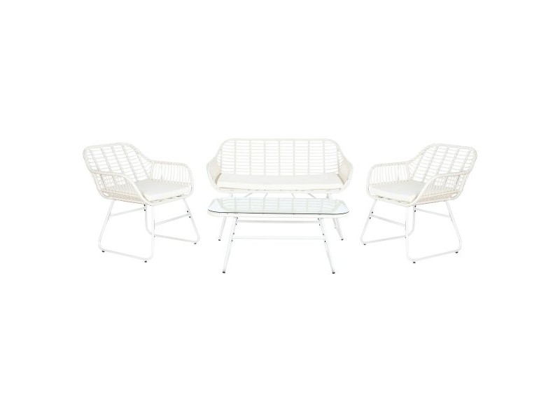 Градински мебели DKD Home Decor Бял 124 x 74 x 84 cm (4 Части)