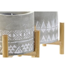 Свещ DKD Home Decor Сив Дървен Кафяв Цимент Алуминий Восък (10 x 10 x 12 cm) (2 броя)