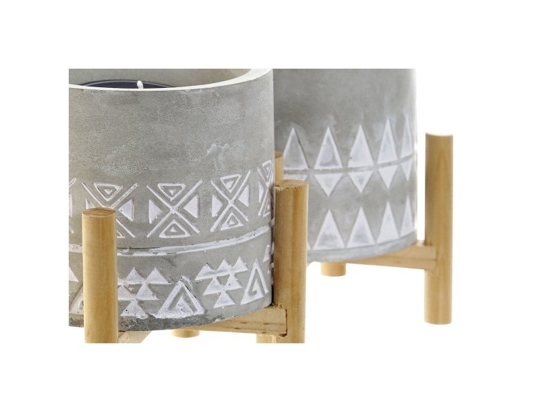 Свещ DKD Home Decor Сив Дървен Кафяв Цимент Алуминий Восък (10 x 10 x 12 cm) (2 броя)