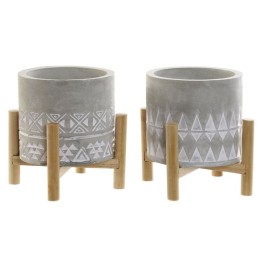 Свещ DKD Home Decor Сив Дървен Кафяв Цимент Алуминий Восък (10 x 10 x 12 cm) (2 броя)