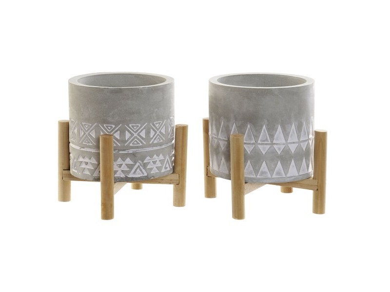 Свещ DKD Home Decor Сив Дървен Кафяв Цимент Алуминий Восък (10 x 10 x 12 cm) (2 броя)
