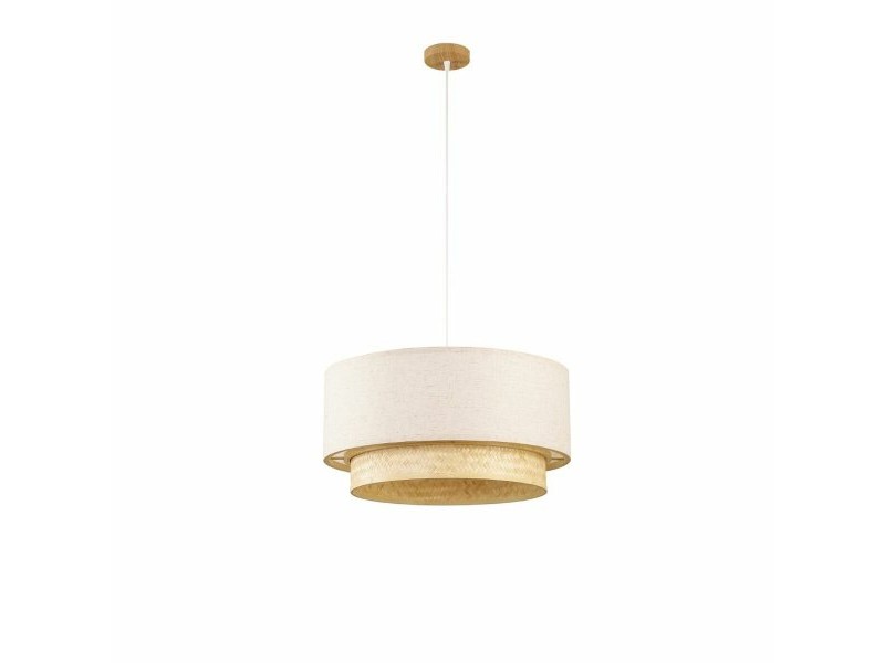 Полилей DKD Home Decor полиестер Бял Светло кафяв Бамбук 50 W (50 x 50 x 25 cm)