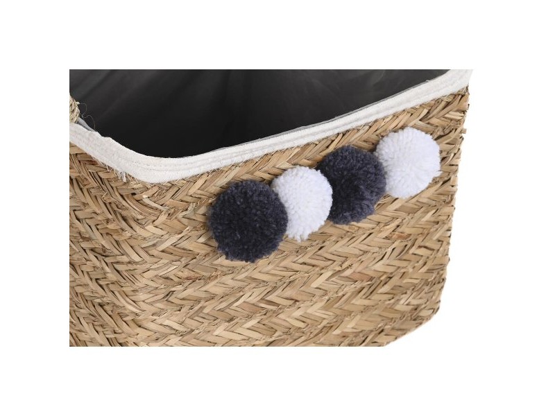 Игра на Кошници DKD Home Decor Естествено влакно Помпони 33 x 33 x 25 cm