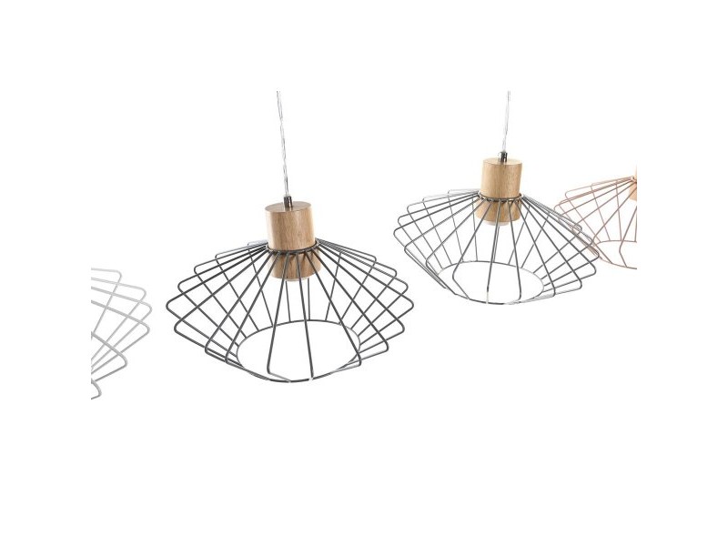 Полилей DKD Home Decor 34 x 34 x 21 cm Сребрист Черен Сив Розов Метал Бял 50 W 60 W Бор
