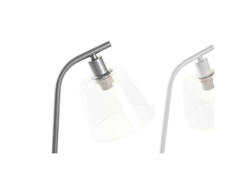 Настолна лампа DKD Home Decor 22 x 15 x 46 cm Кристал Сребрист Черен Сив Розов Метал Бял 220 V 40 W 25 W 4 Части