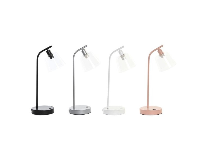 Настолна лампа DKD Home Decor 22 x 15 x 46 cm Кристал Сребрист Черен Сив Розов Метал Бял 220 V 40 W 25 W 4 Части