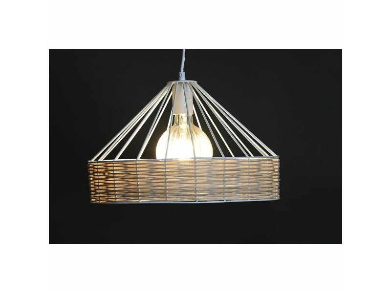 Полилей DKD Home Decor 35 x 35 x 22 cm Черен Метал Pатан 50 W (2 броя)
