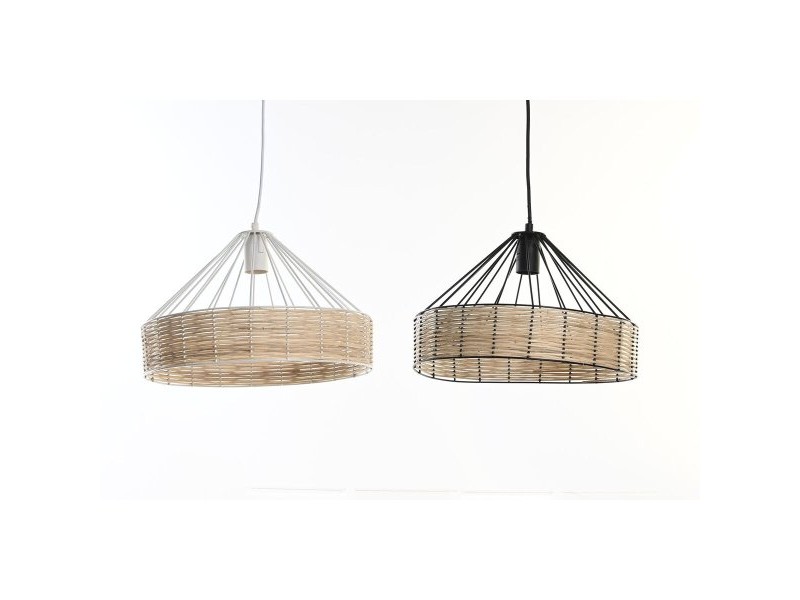 Полилей DKD Home Decor 35 x 35 x 22 cm Черен Метал Pатан 50 W (2 броя)