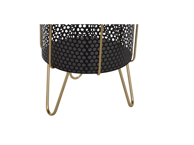 Комплект саксии DKD Home Decor Черен Златен Метал Loft 36 x 36 x 58 cm