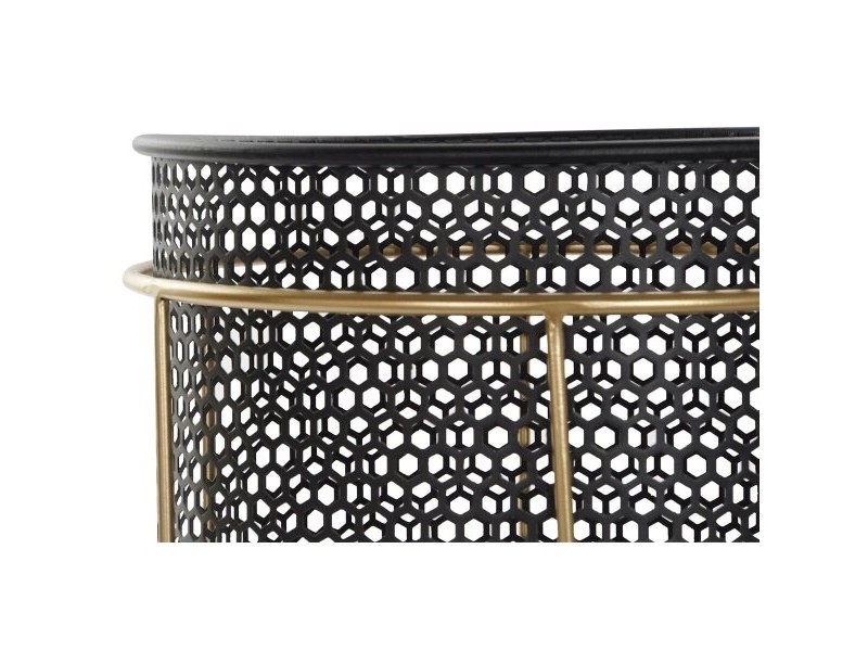 Комплект саксии DKD Home Decor Черен Златен Метал Loft 36 x 36 x 58 cm